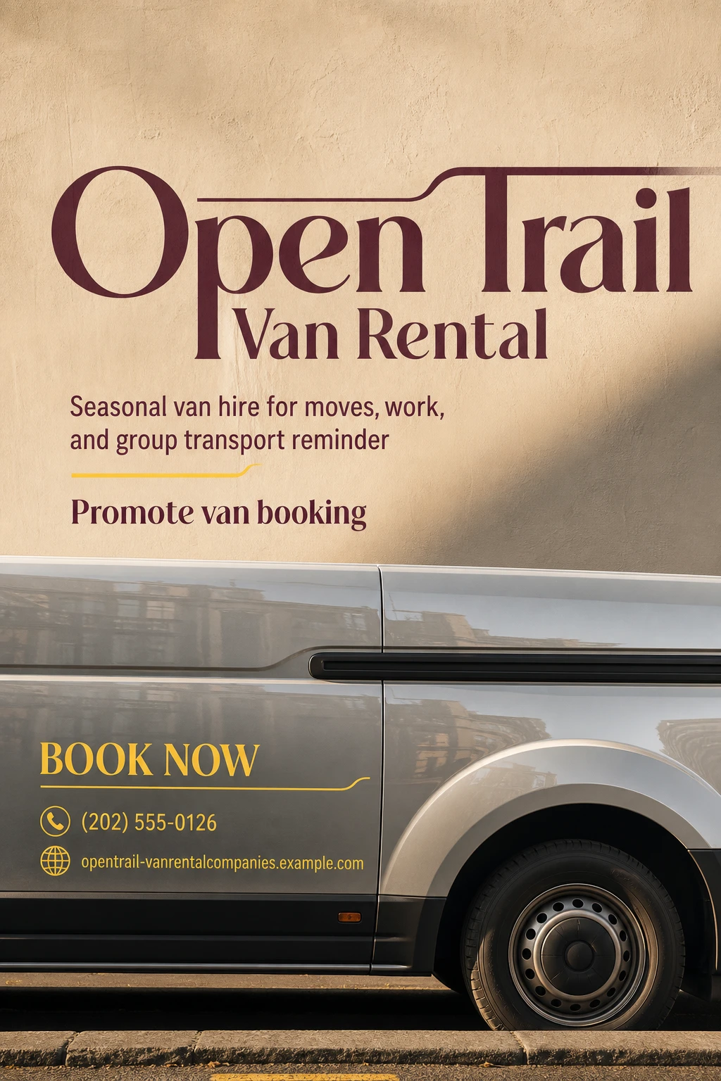 van rental company poster template: promote van booking