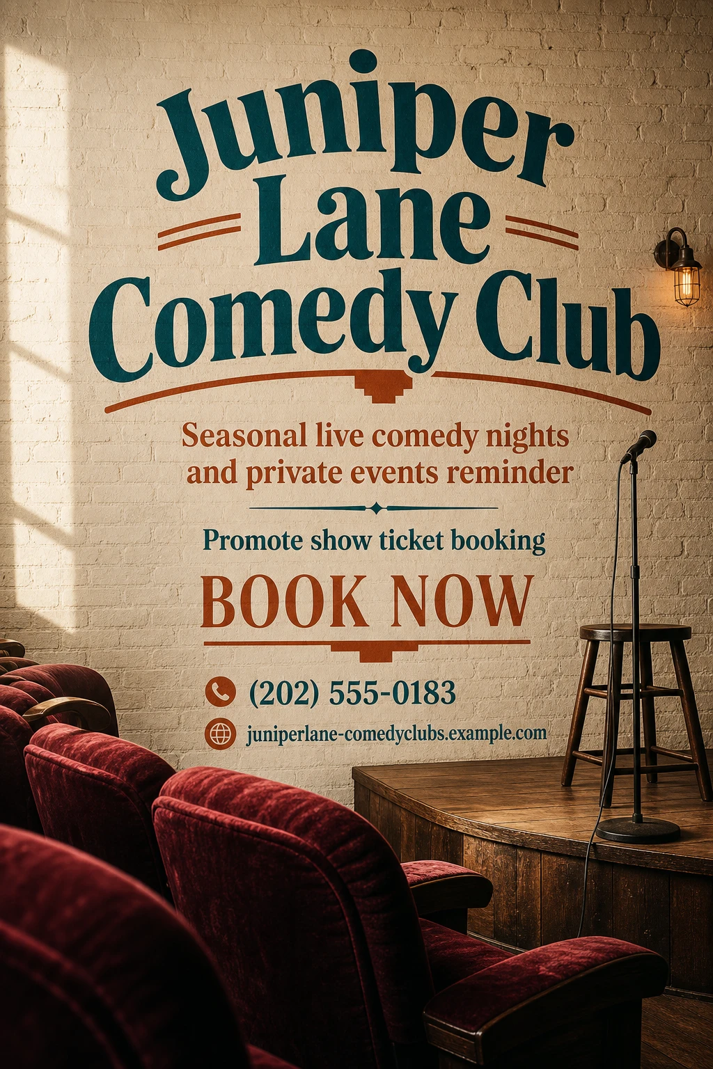 comedy club poster template: promote show ticket booking