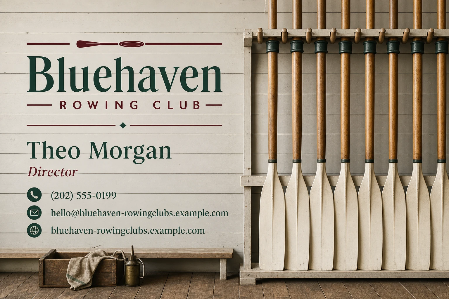 rowing club business card template: promote learn-to-row course