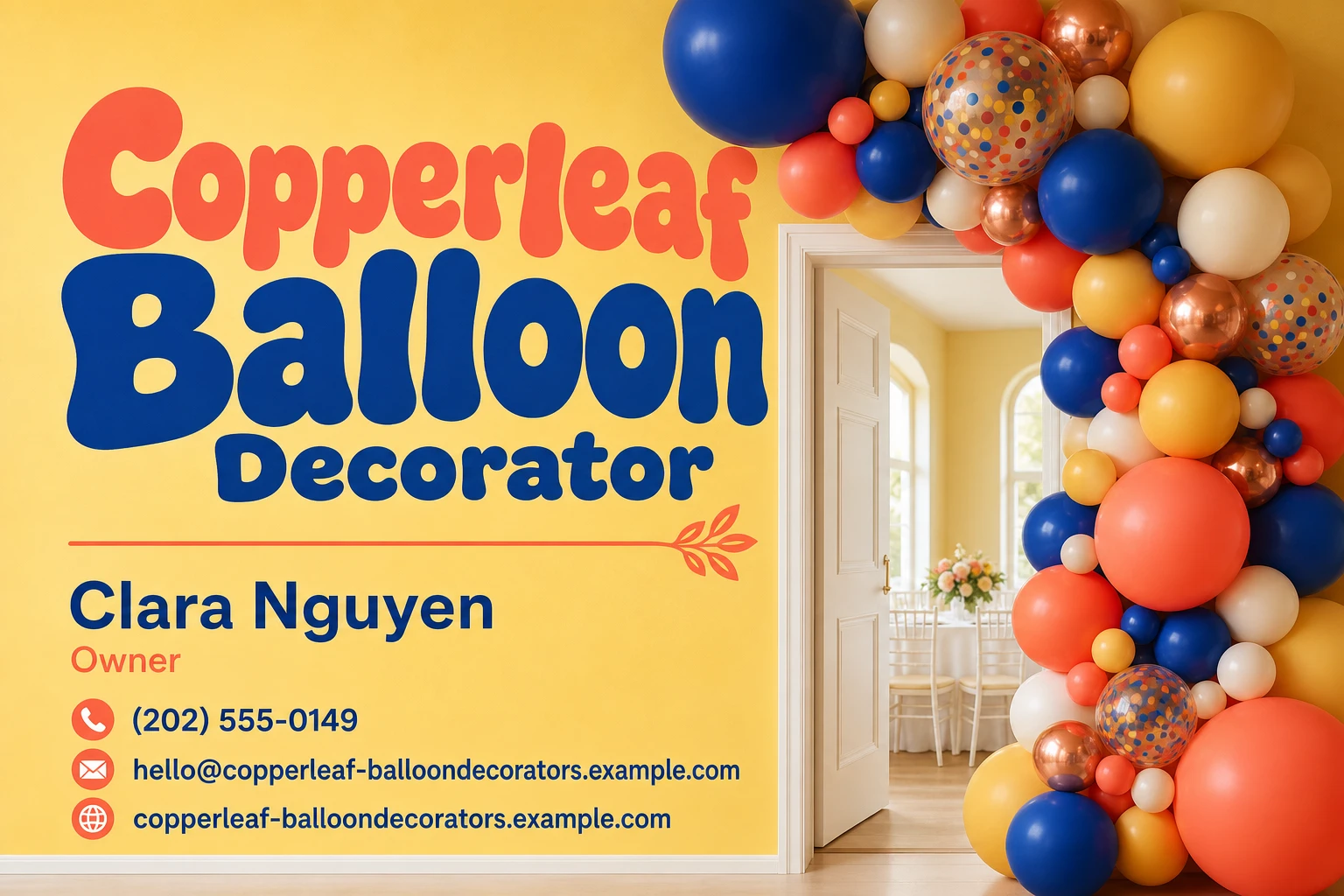 balloon decorator business card template