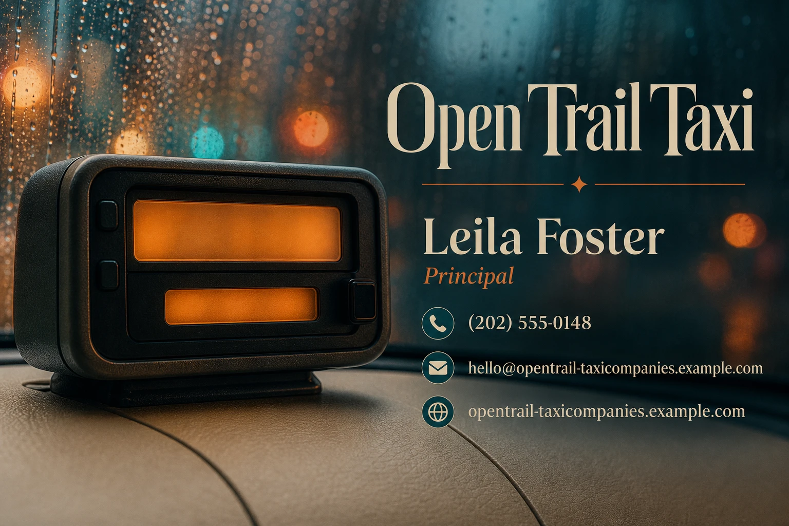 taxi company business card template: promote journey booking