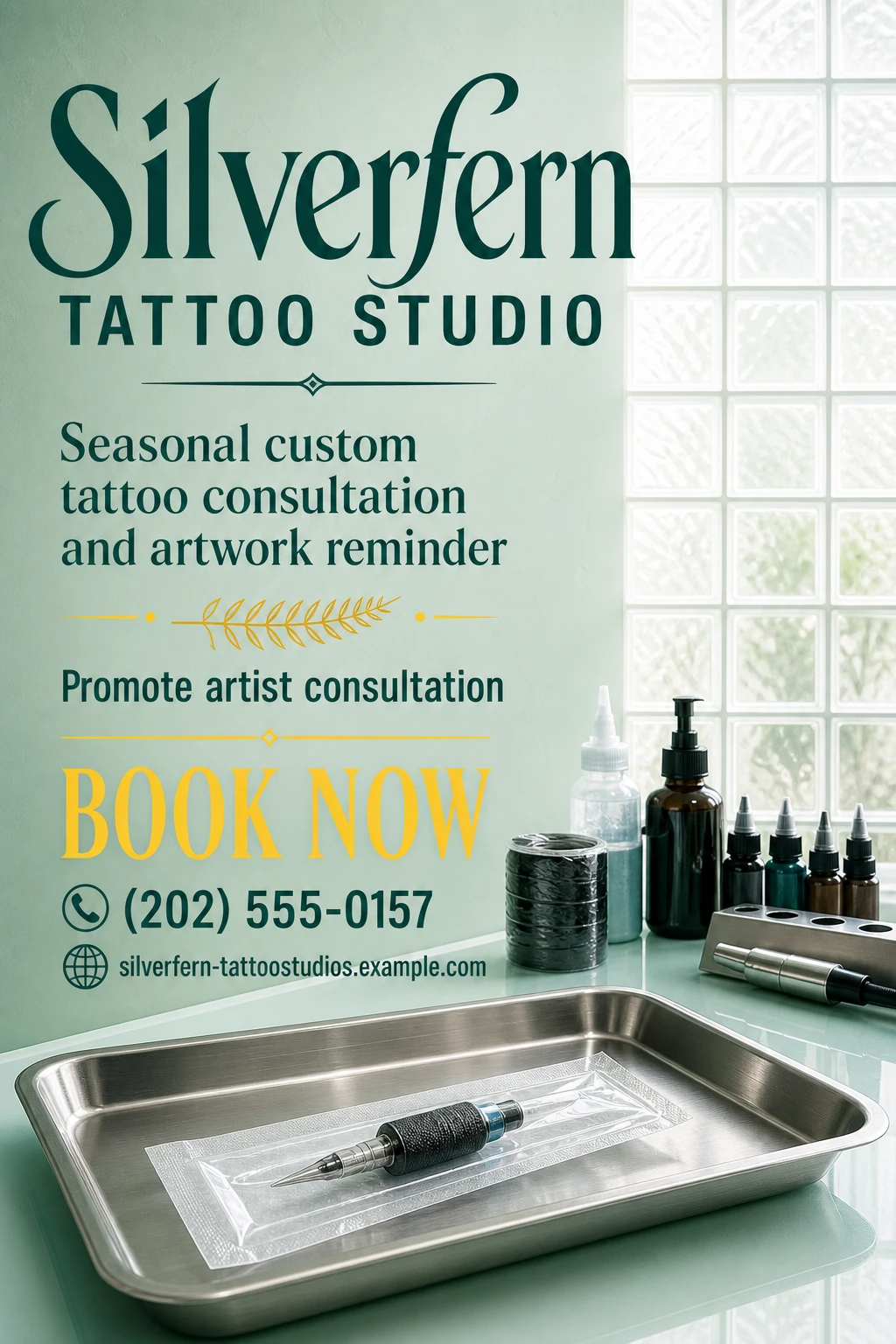 tattoo studio poster template: promote artist consultation