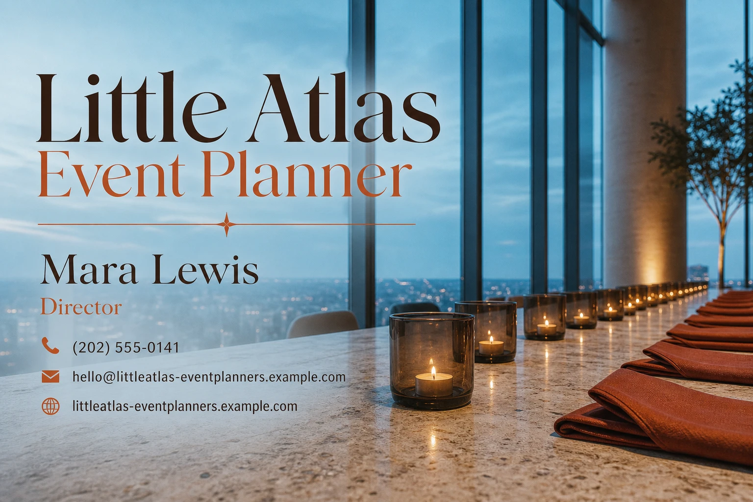 event planner business card template: promote event concept consultation