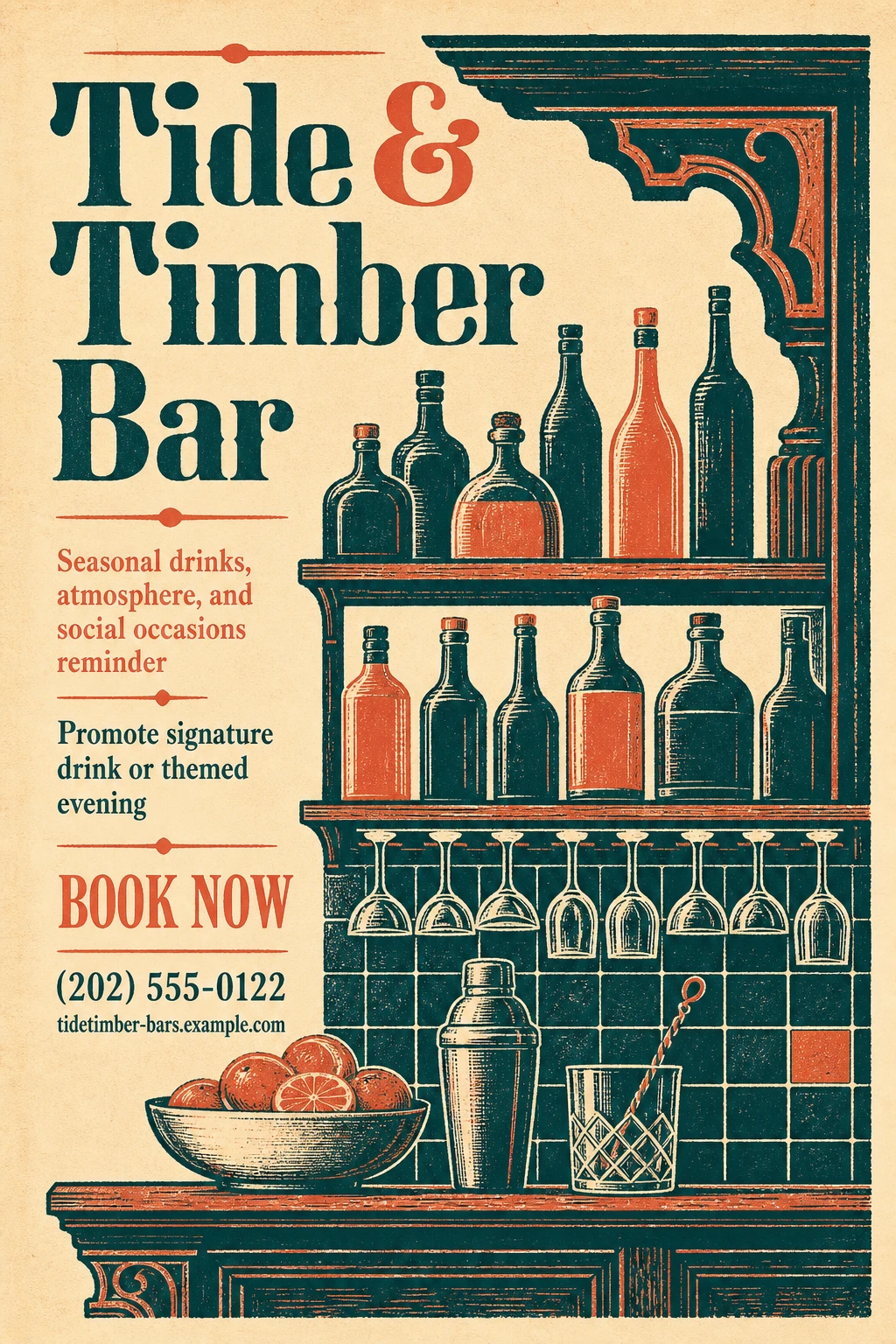 bar poster template: promote signature drink or themed evening