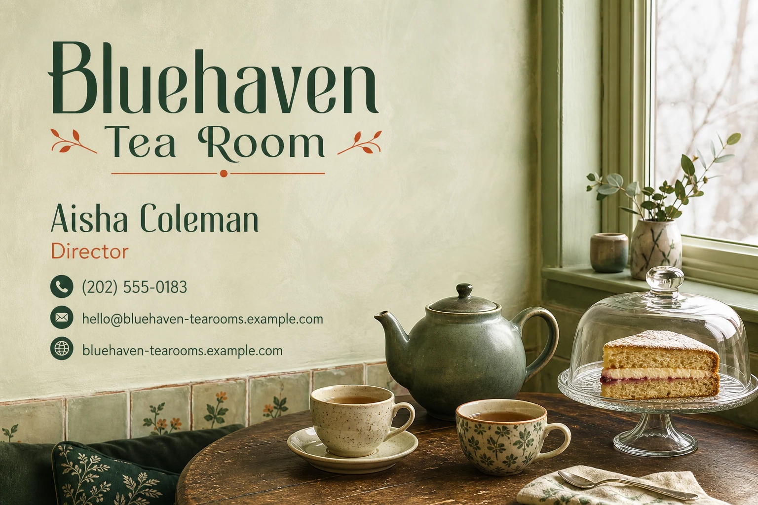 tea room business card template: promote afternoon tea booking