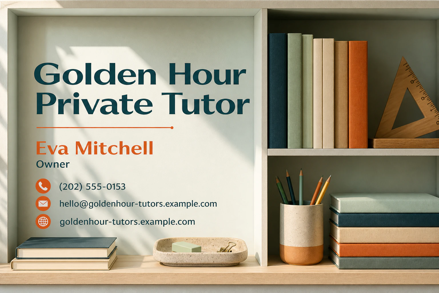 private tutor business card template: promote learning needs consultation