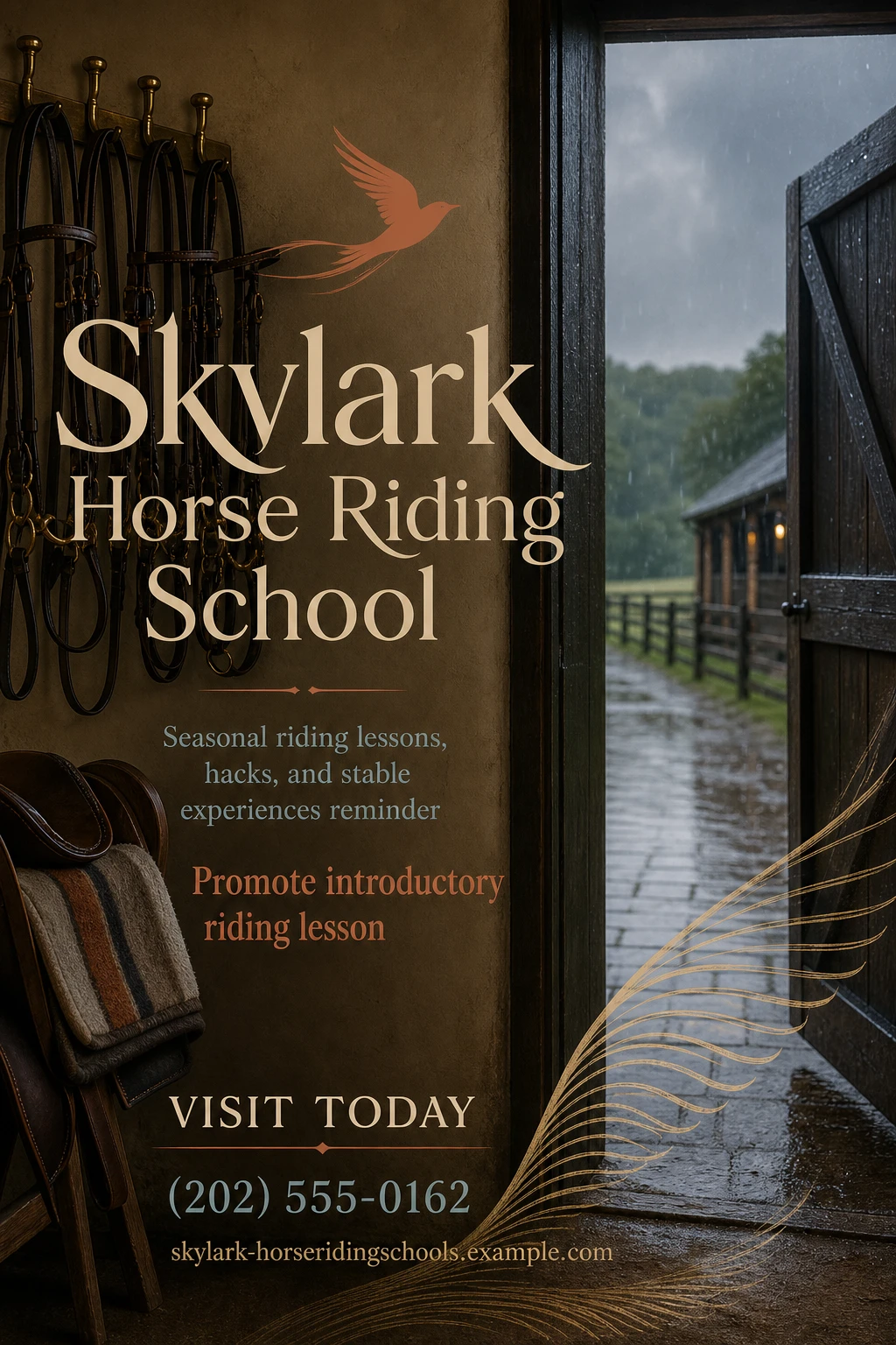 horse riding school poster template: promote introductory riding lesson