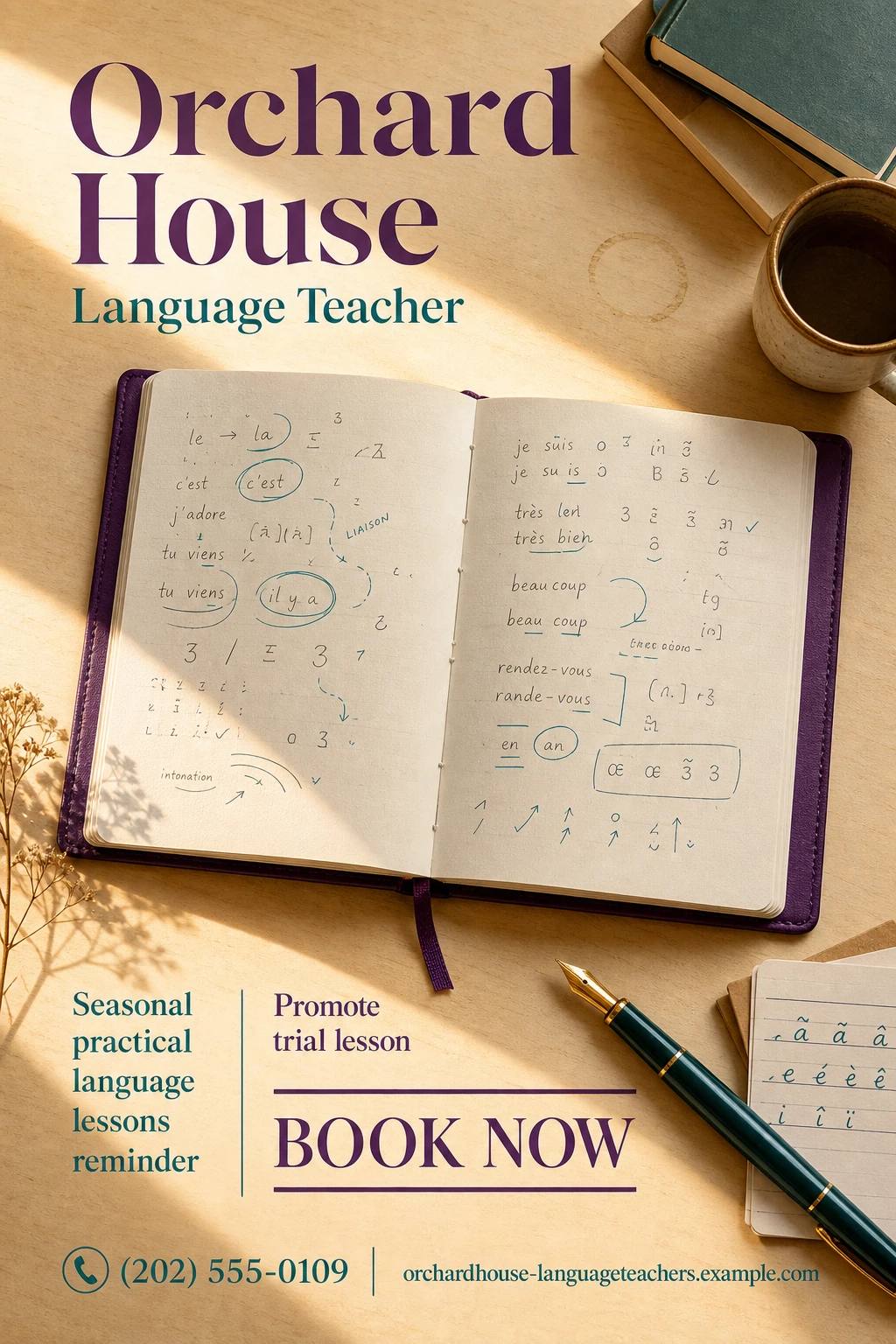 language teacher flyer template: promote trial lesson