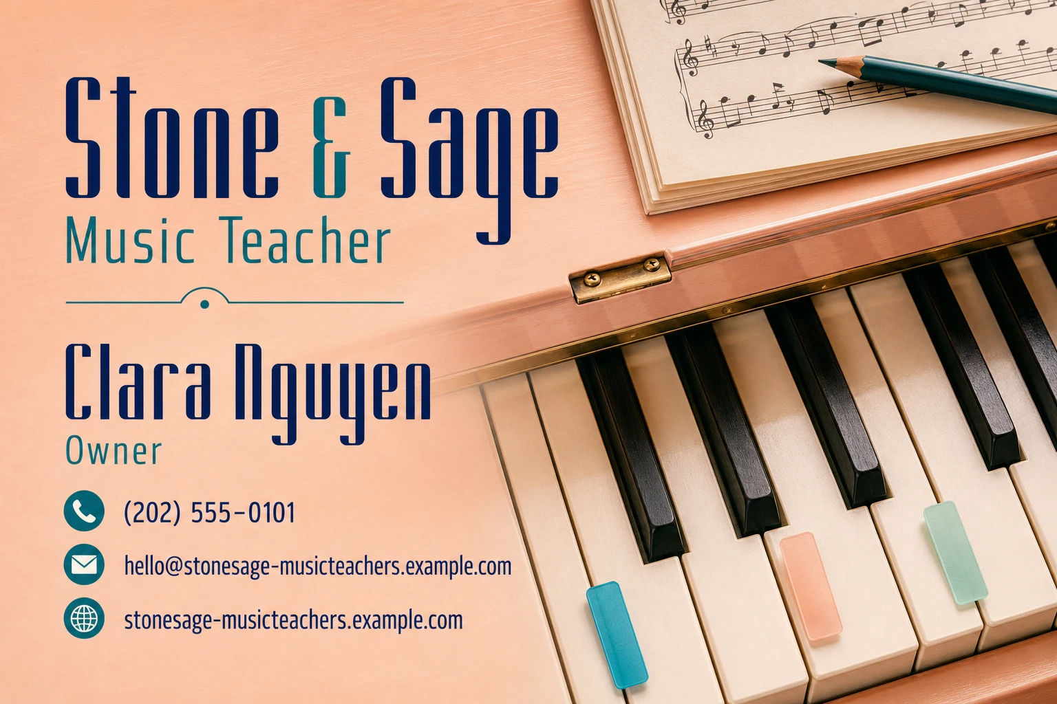 music teacher business card template