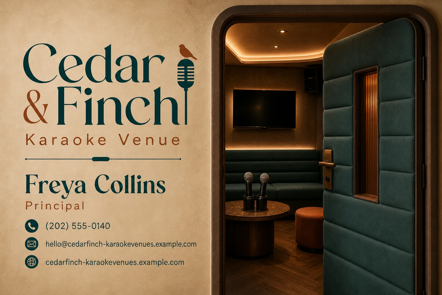karaoke venue business card template: promote private room booking