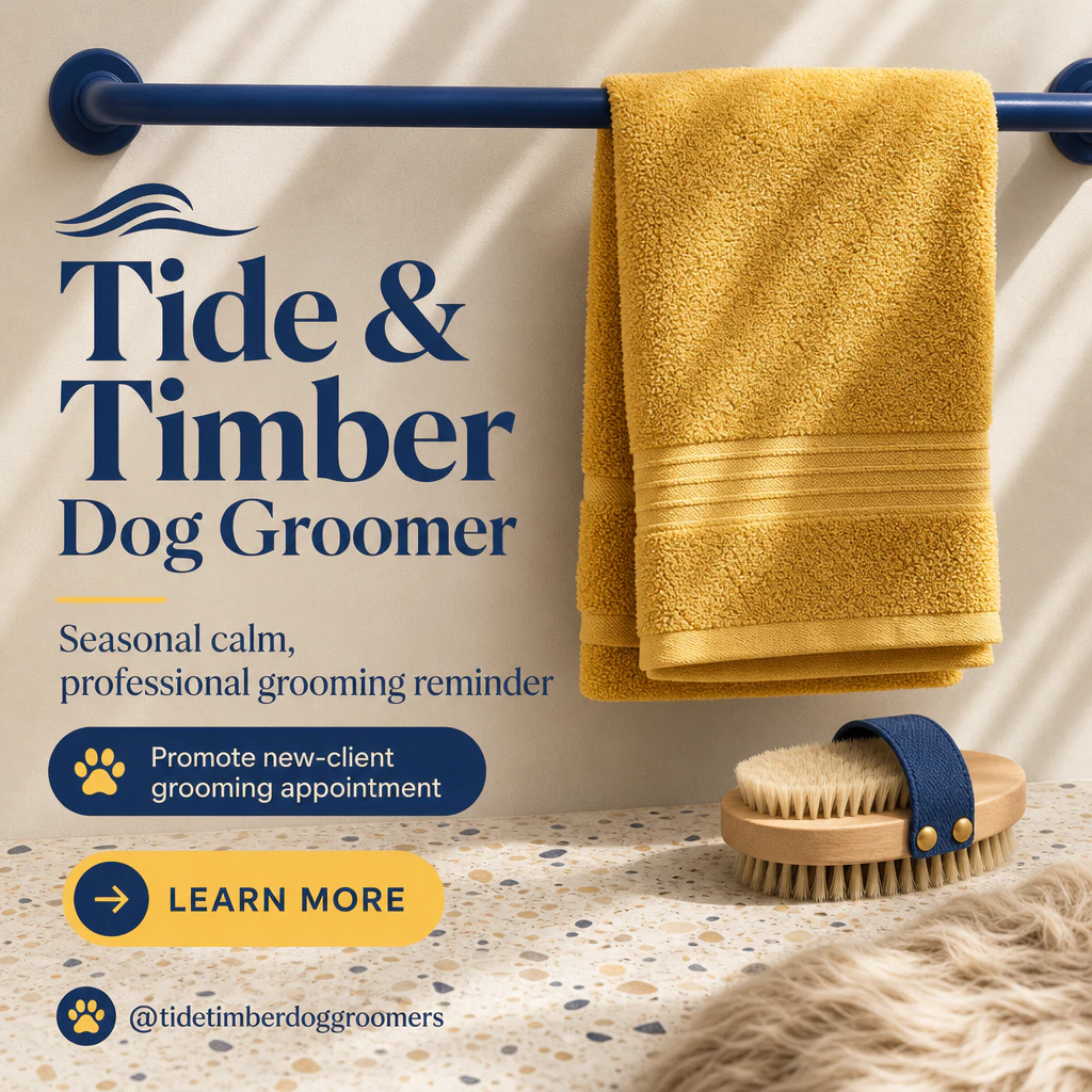 dog groomer social post template: promote new-client grooming appointment