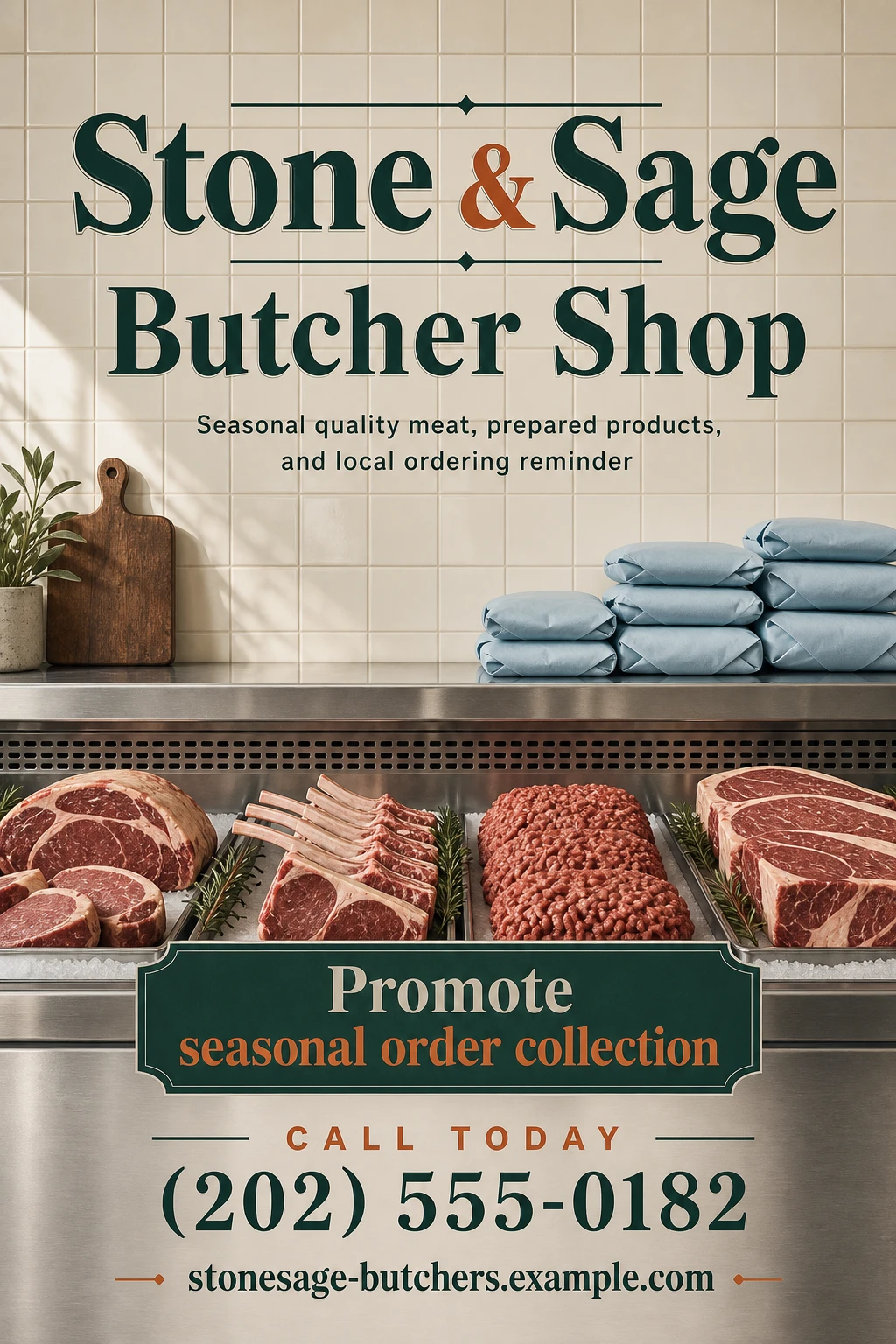 butcher shop poster template: promote seasonal order collection