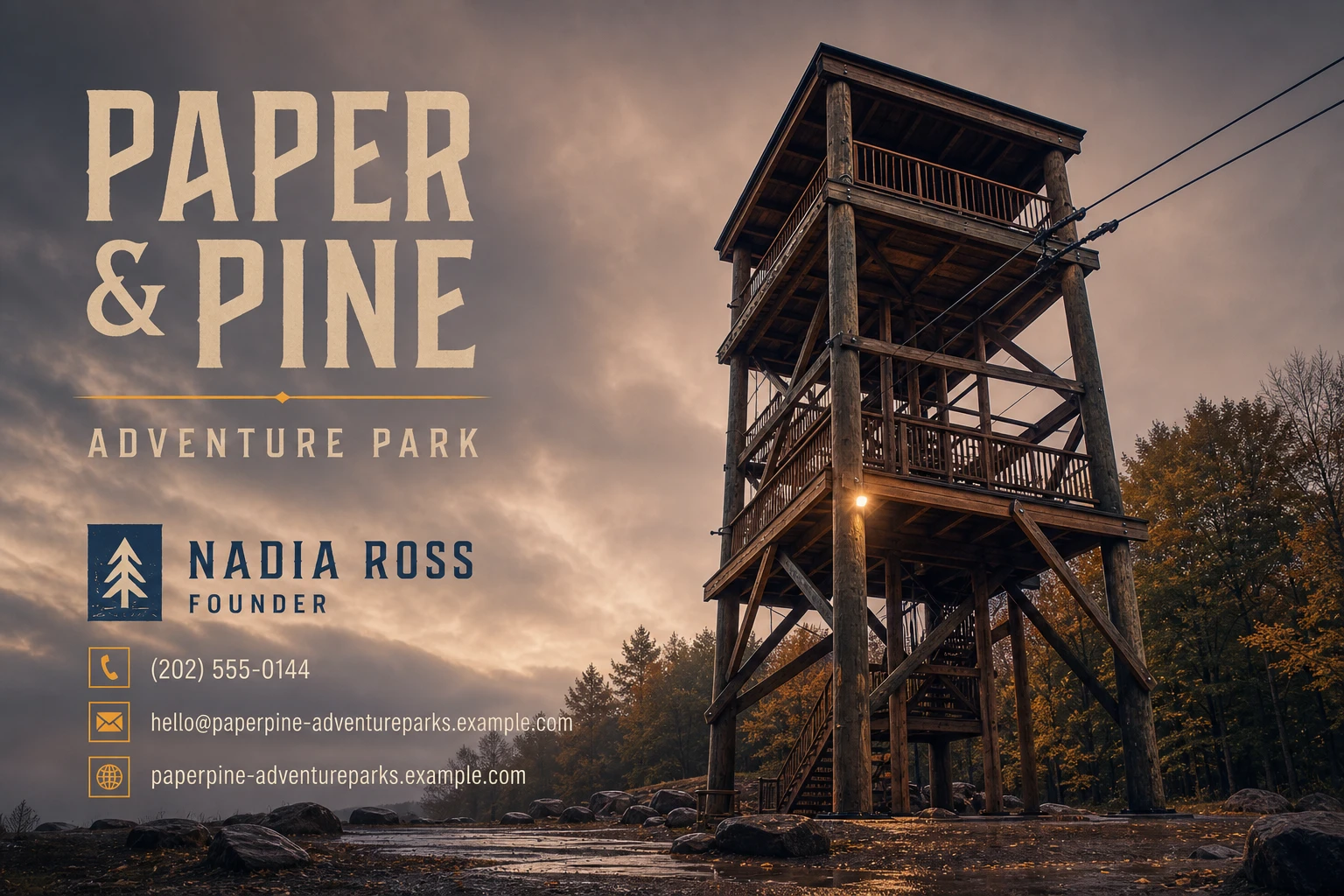 adventure park business card template: promote adventure day pass