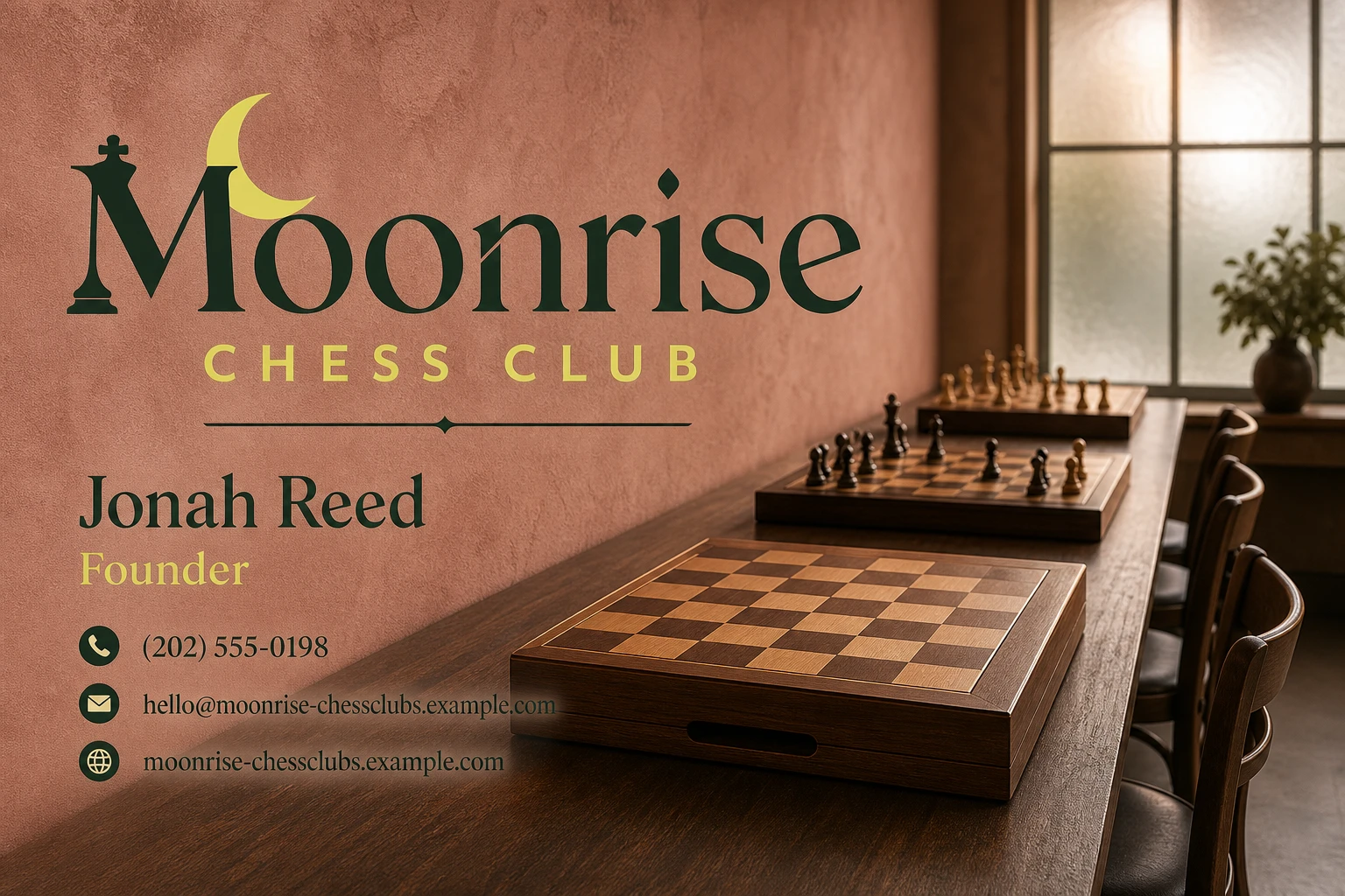 chess club business card template: promote beginner chess session