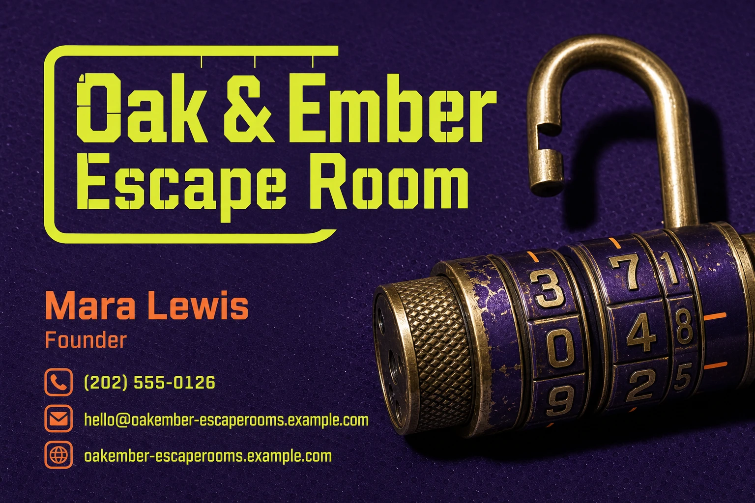 escape room business card template