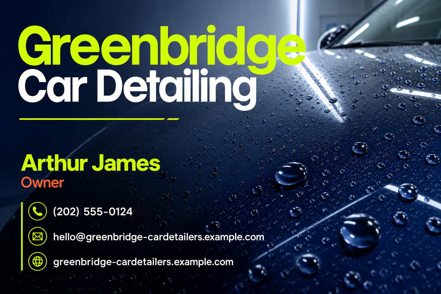 car detailing service business card template