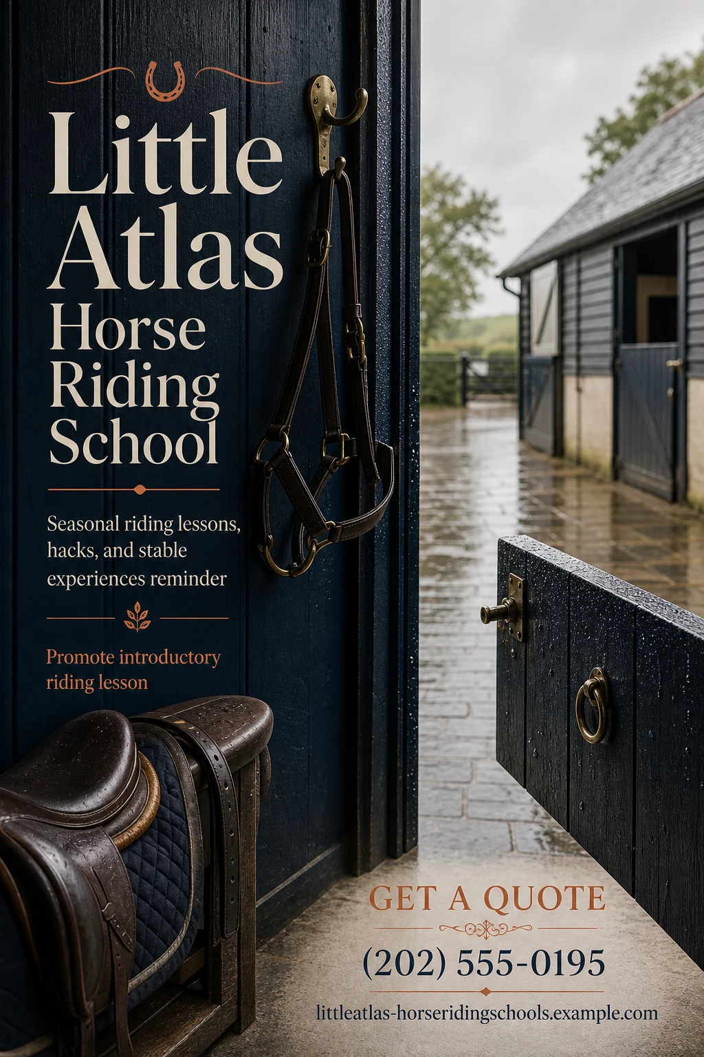 horse riding school flyer template: promote introductory riding lesson