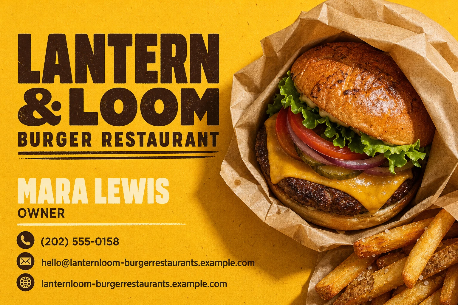 burger restaurant business card template