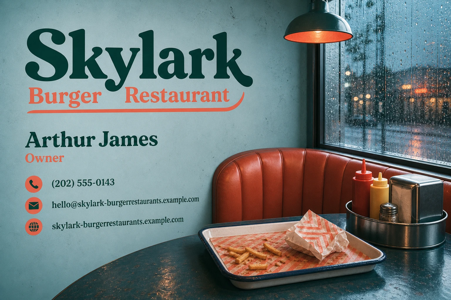 burger restaurant business card template: promote signature meal promotion