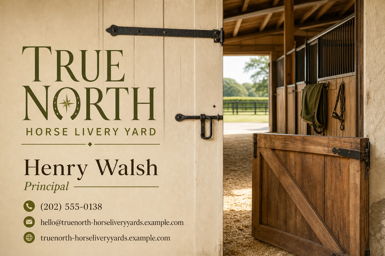 horse livery yard business card template