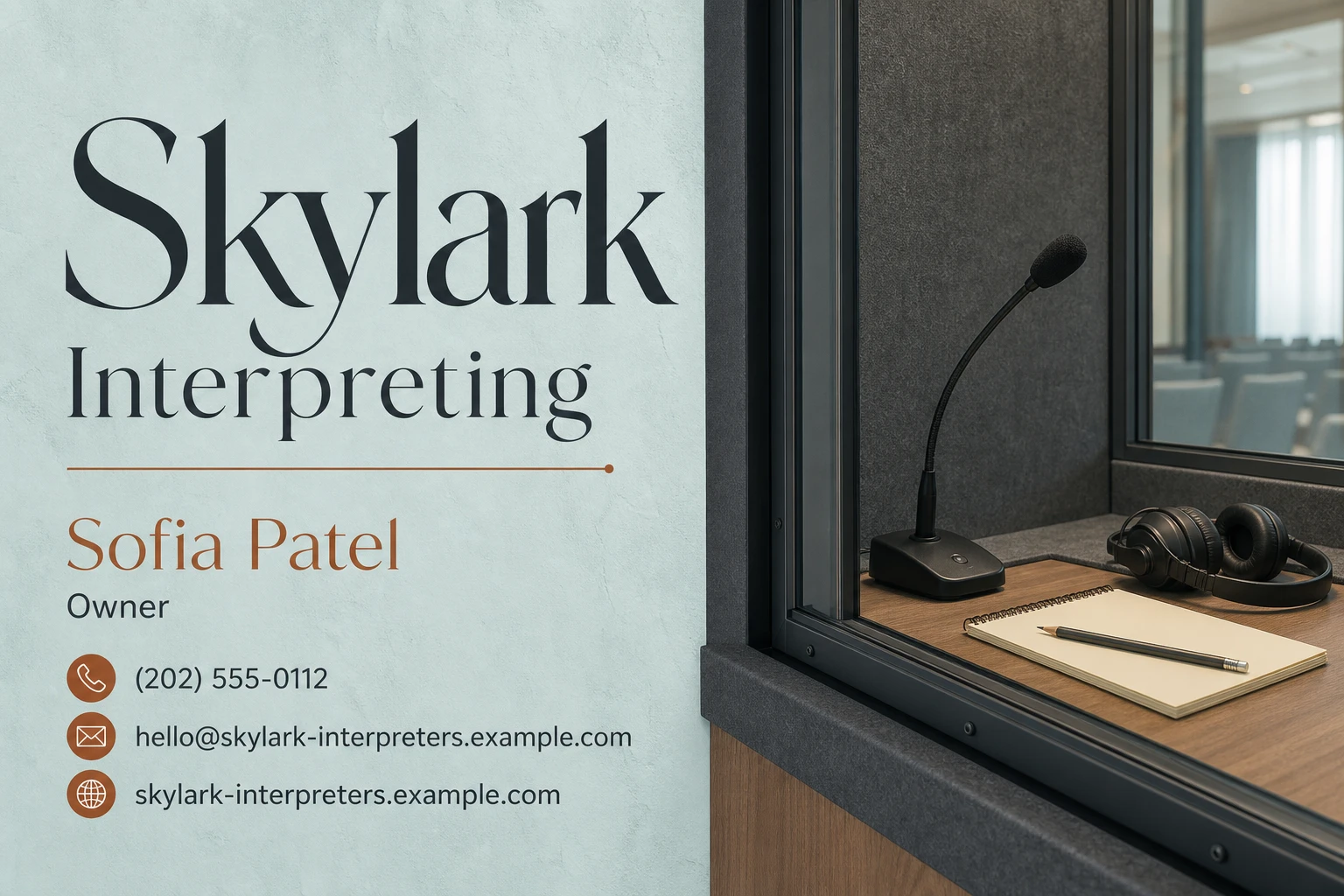 interpreting service business card template: promote interpreting booking