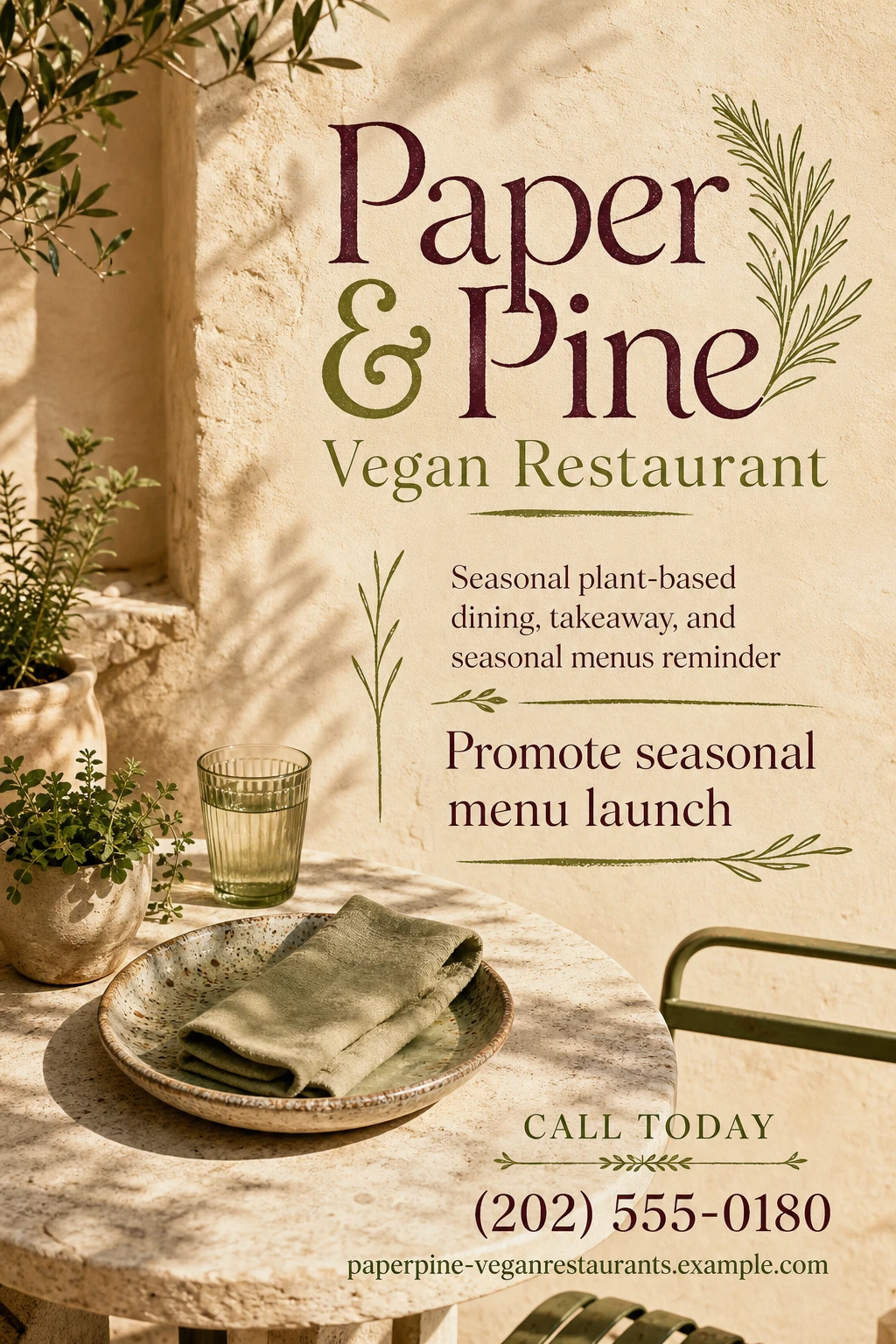 vegan restaurant flyer template: promote seasonal menu launch