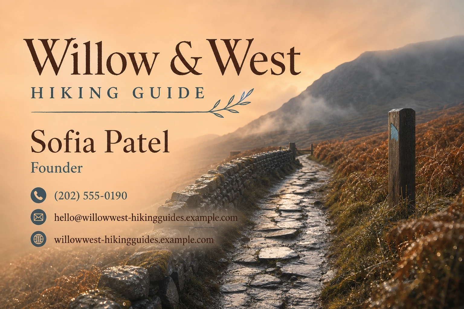 hiking guide business card template: promote guided hike booking