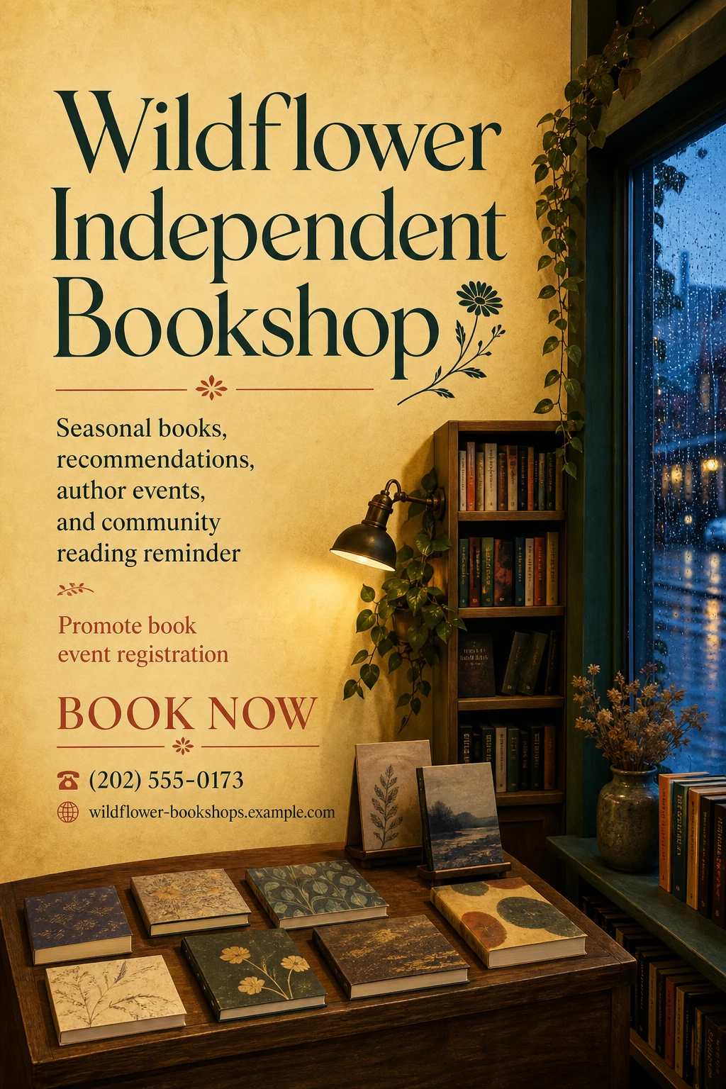 independent bookshop flyer template: promote book event registration