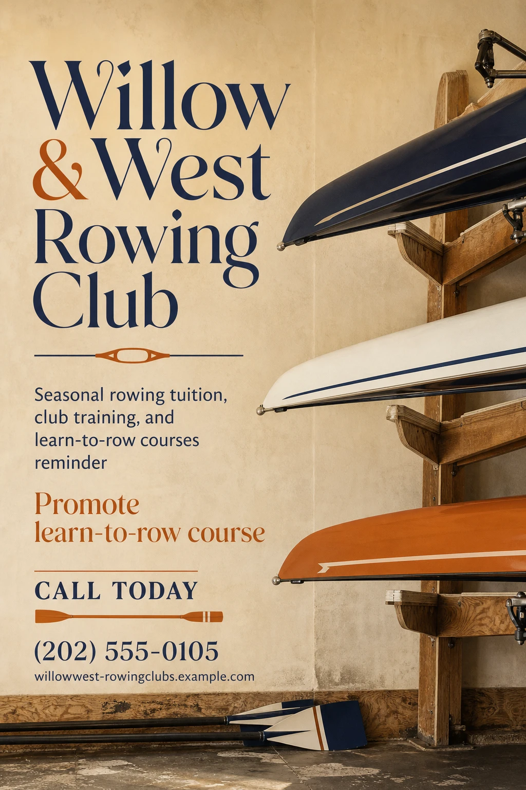 rowing club flyer template: promote learn-to-row course