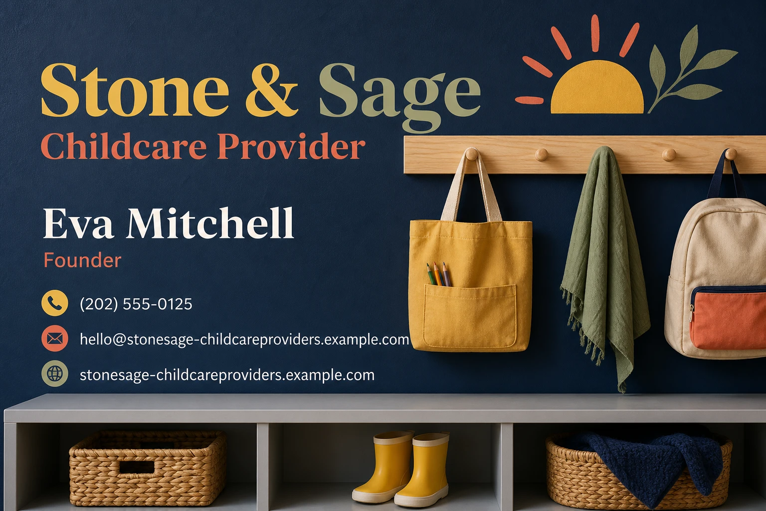 childcare provider business card template: promote setting visit and introduction