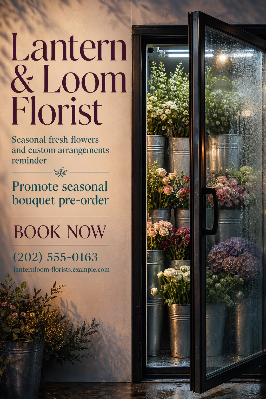 florist poster template: promote seasonal bouquet pre-order
