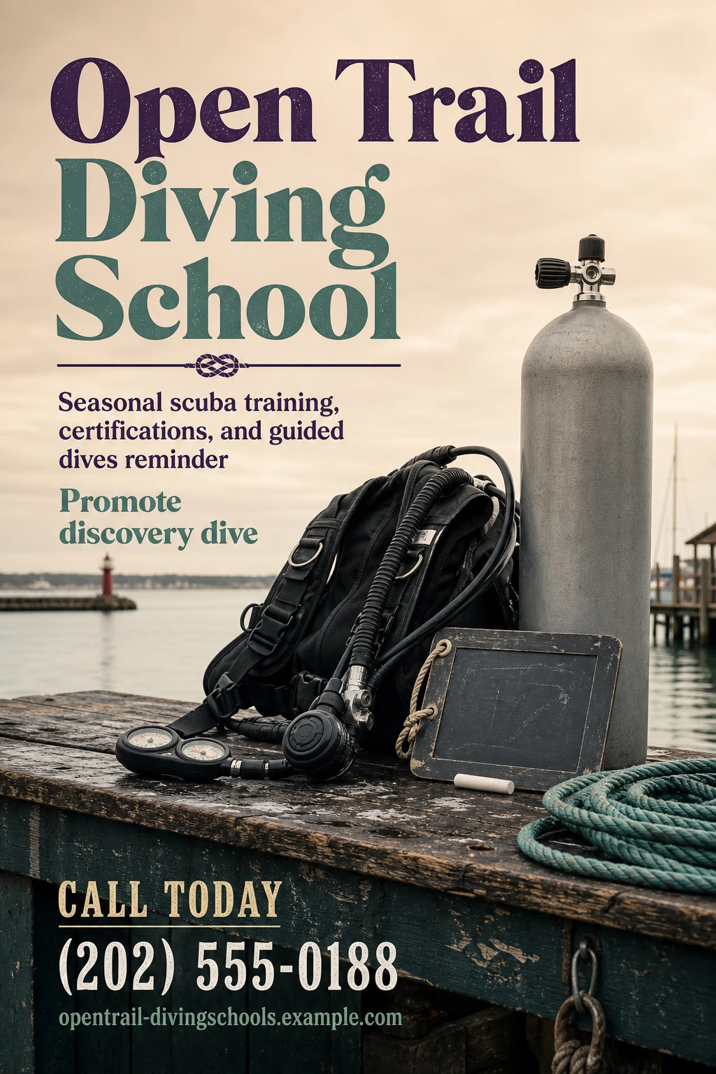 diving school poster template: promote discovery dive