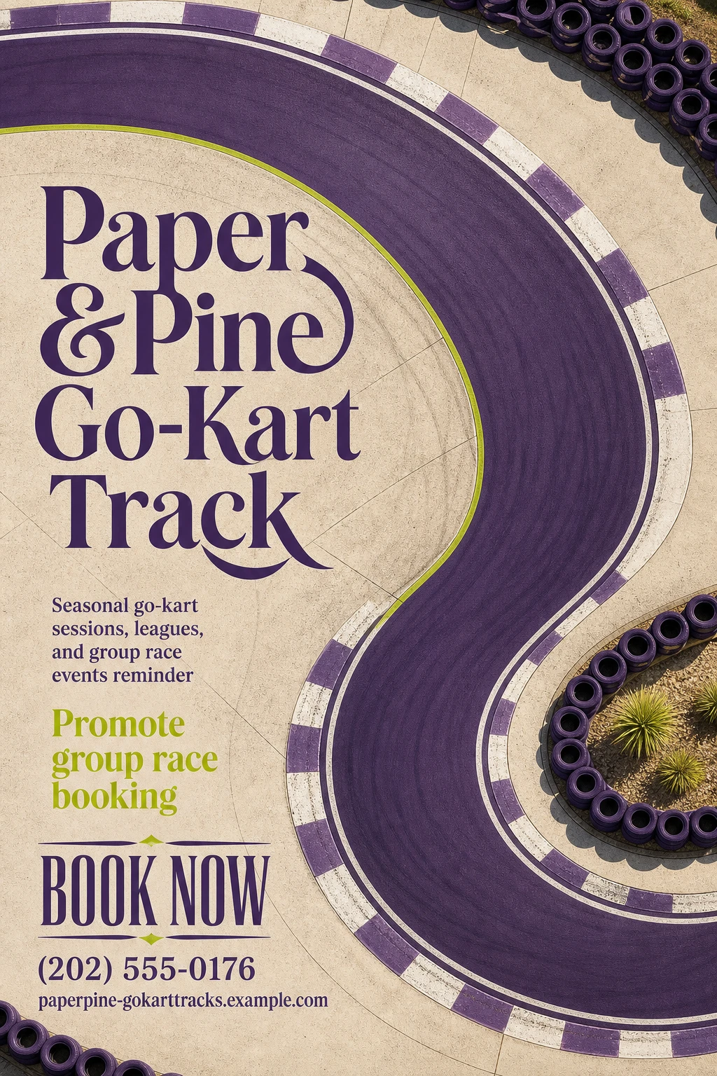 go-kart track poster template: promote group race booking