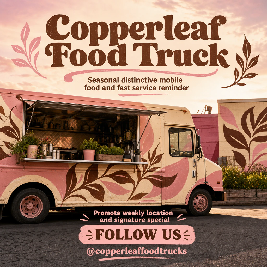 food truck social post template: promote weekly location and signature special