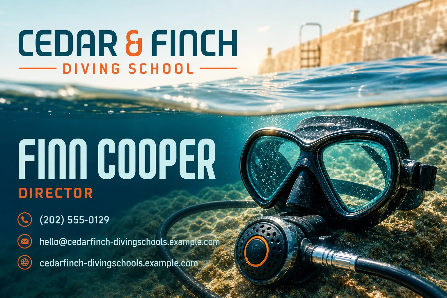 diving school business card template