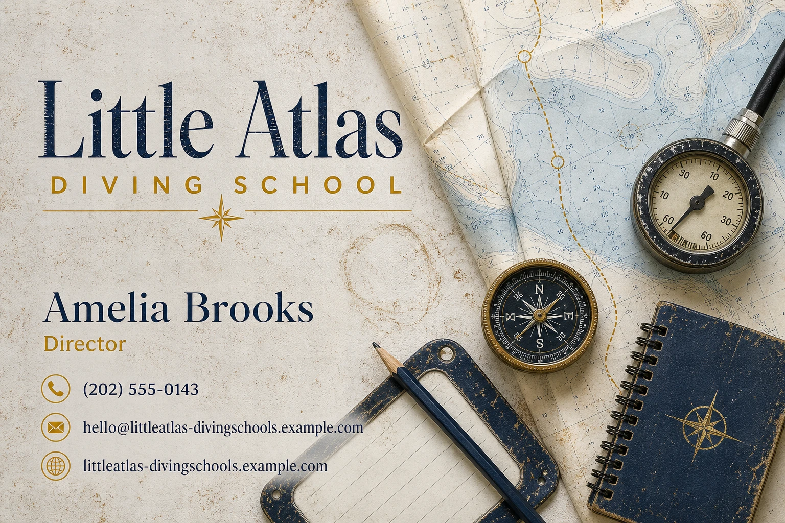 diving school business card template: promote discovery dive