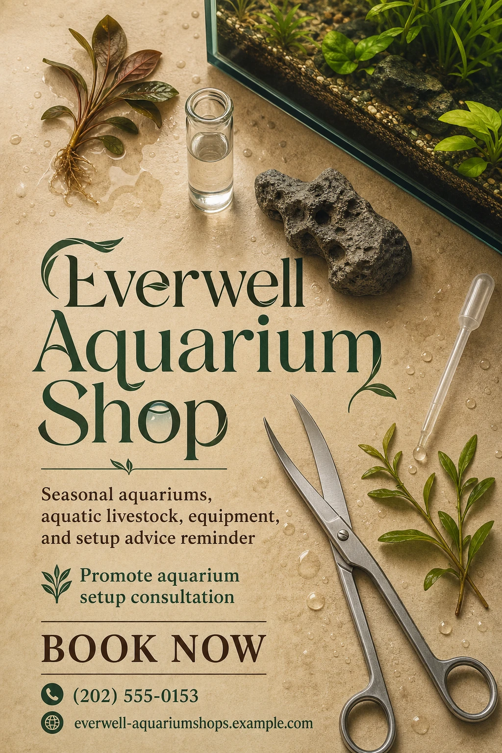 aquarium shop poster template: promote aquarium setup consultation