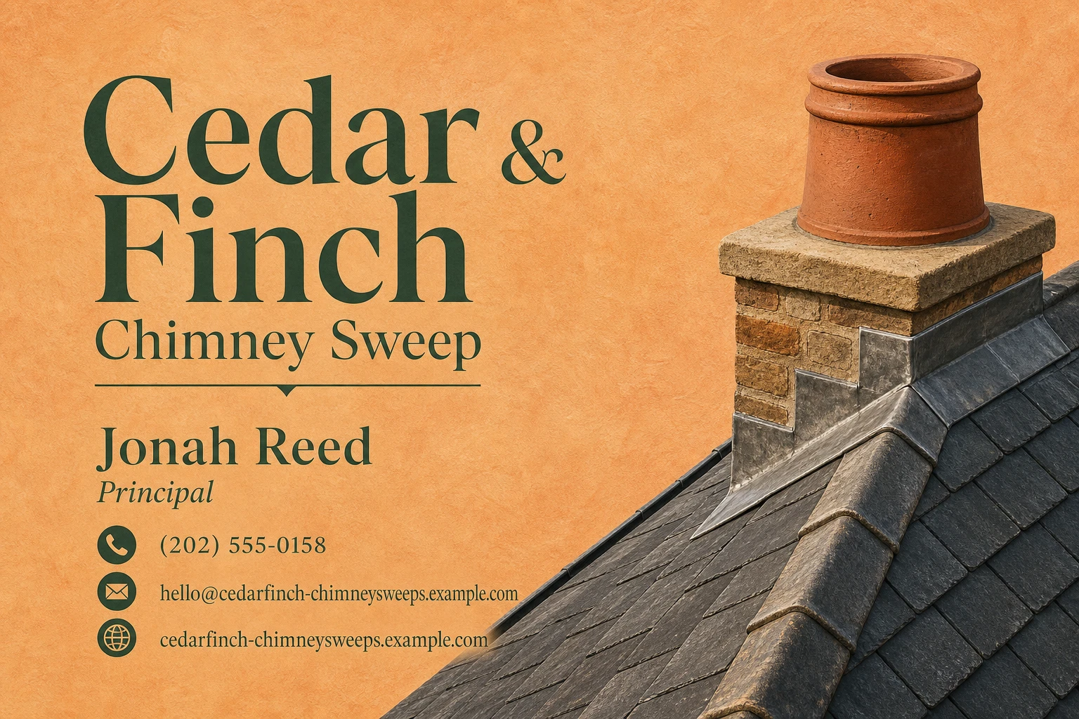 chimney sweep business card template: promote chimney service booking