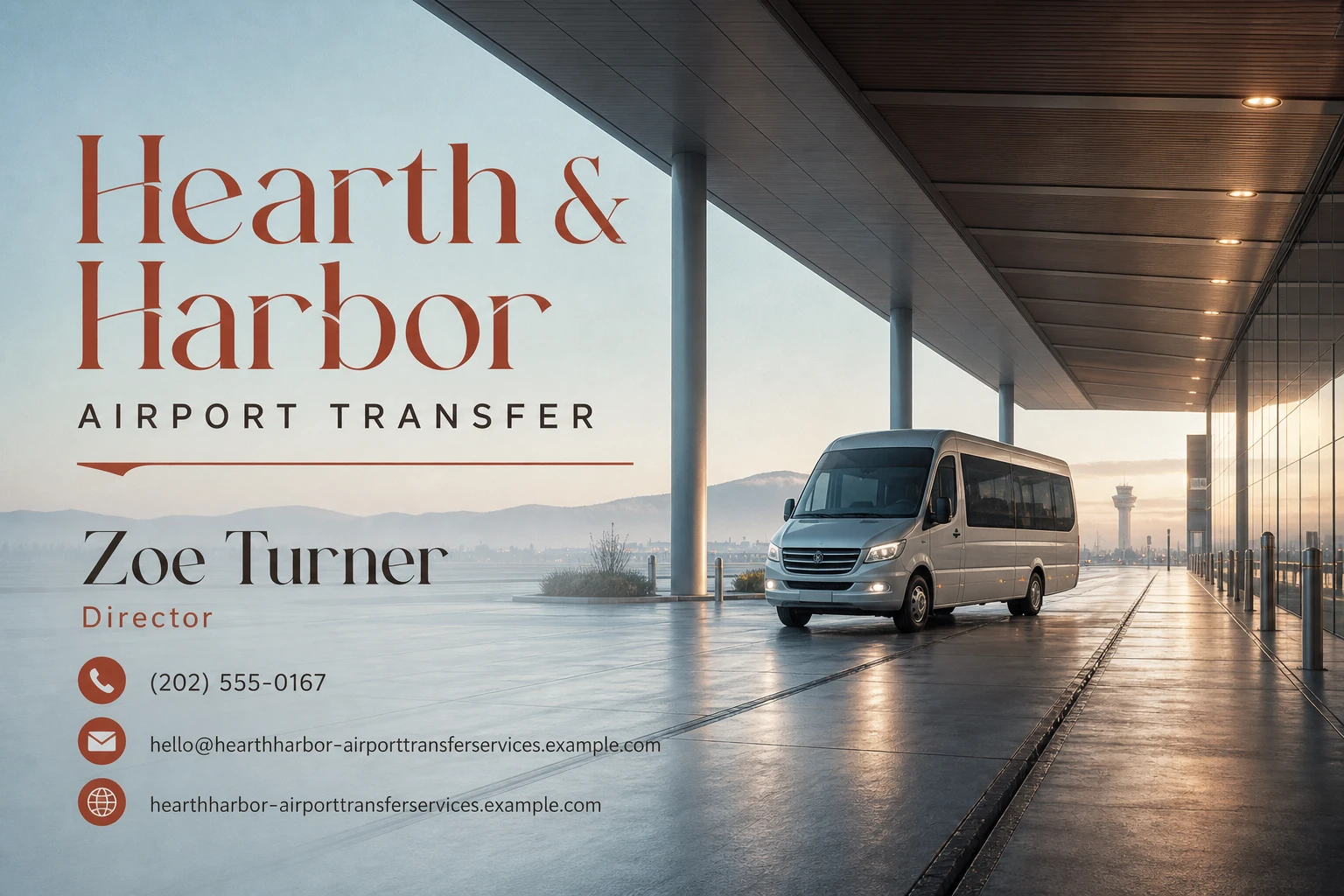 airport transfer service business card template: promote airport transfer booking