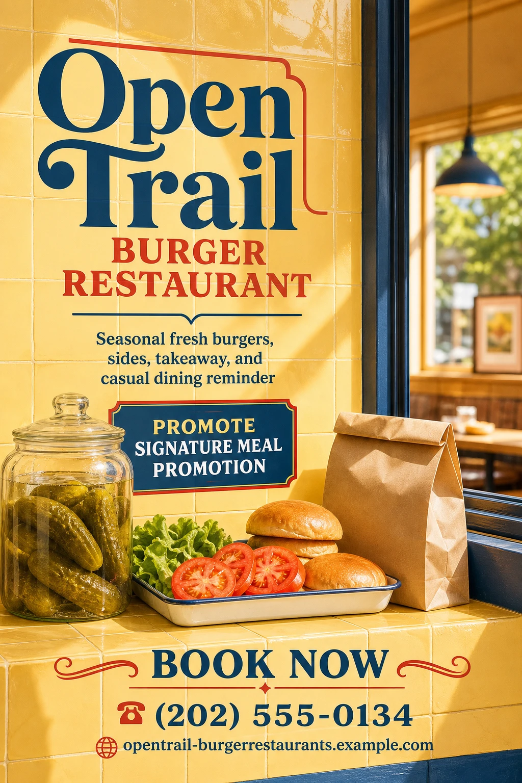 burger restaurant flyer template: promote signature meal promotion