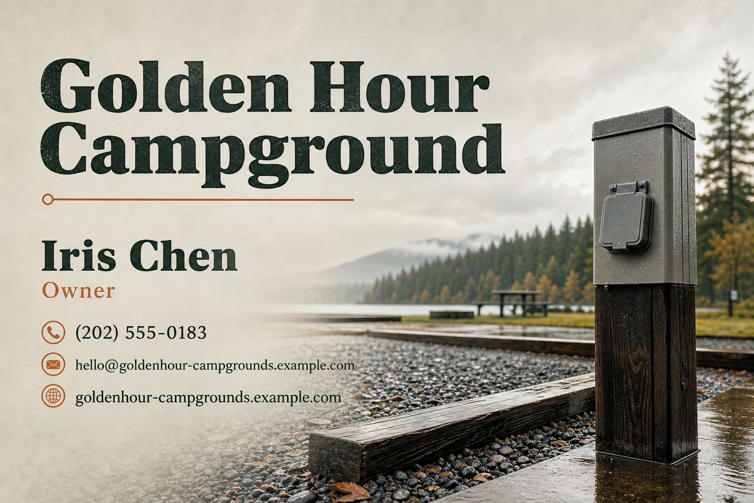 campground business card template: promote camping stay booking