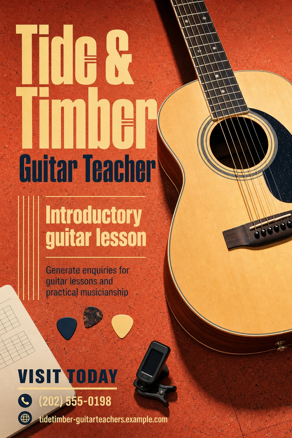 guitar teacher poster template