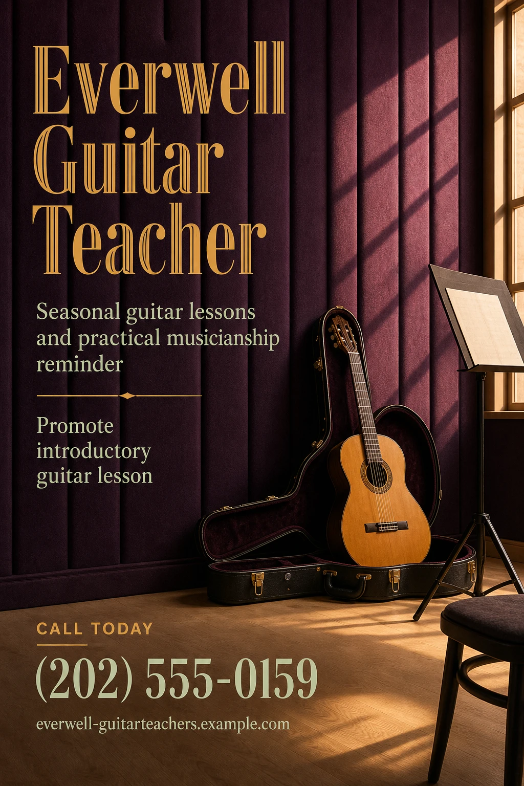 guitar teacher poster template: promote introductory guitar lesson