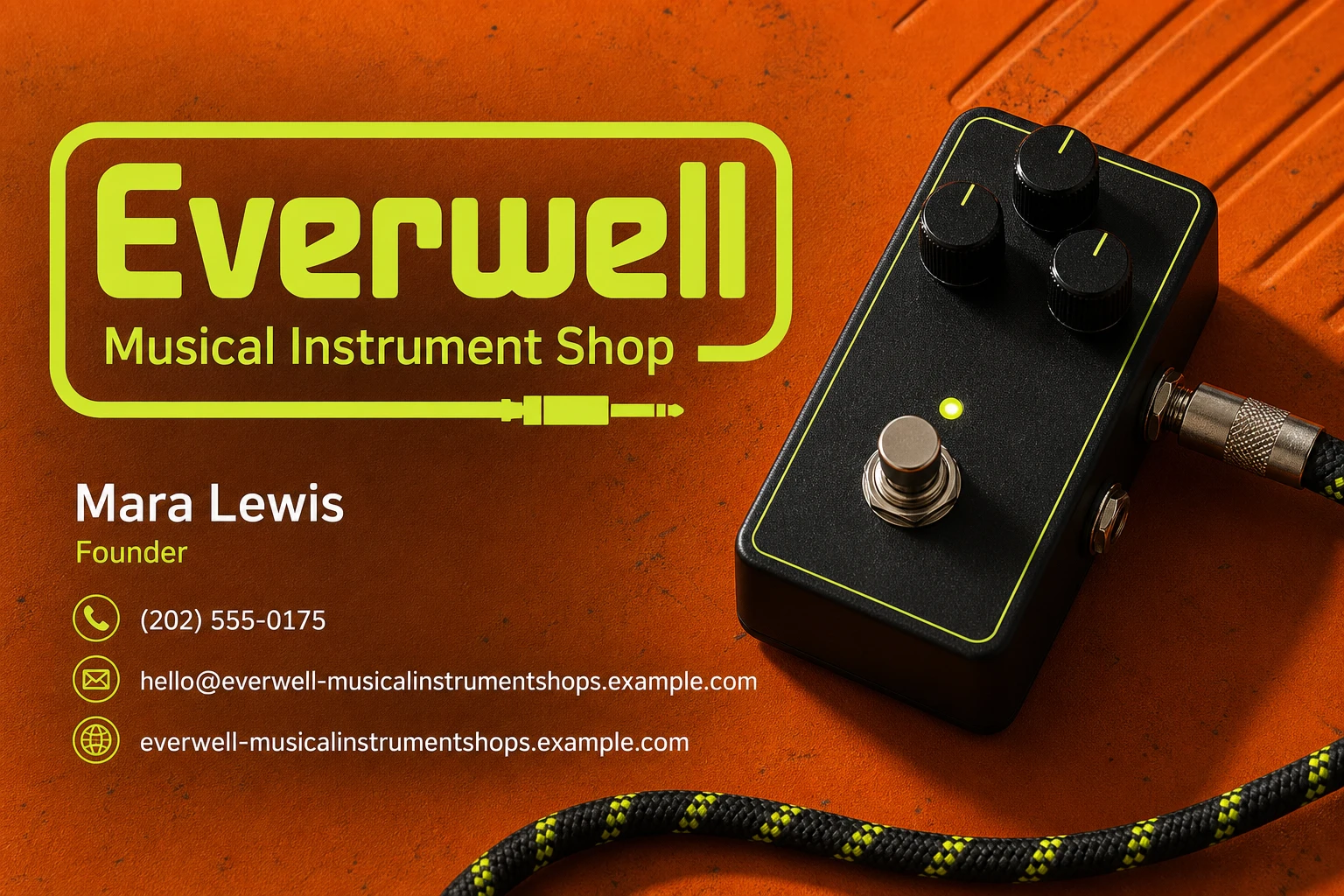 musical instrument shop business card template