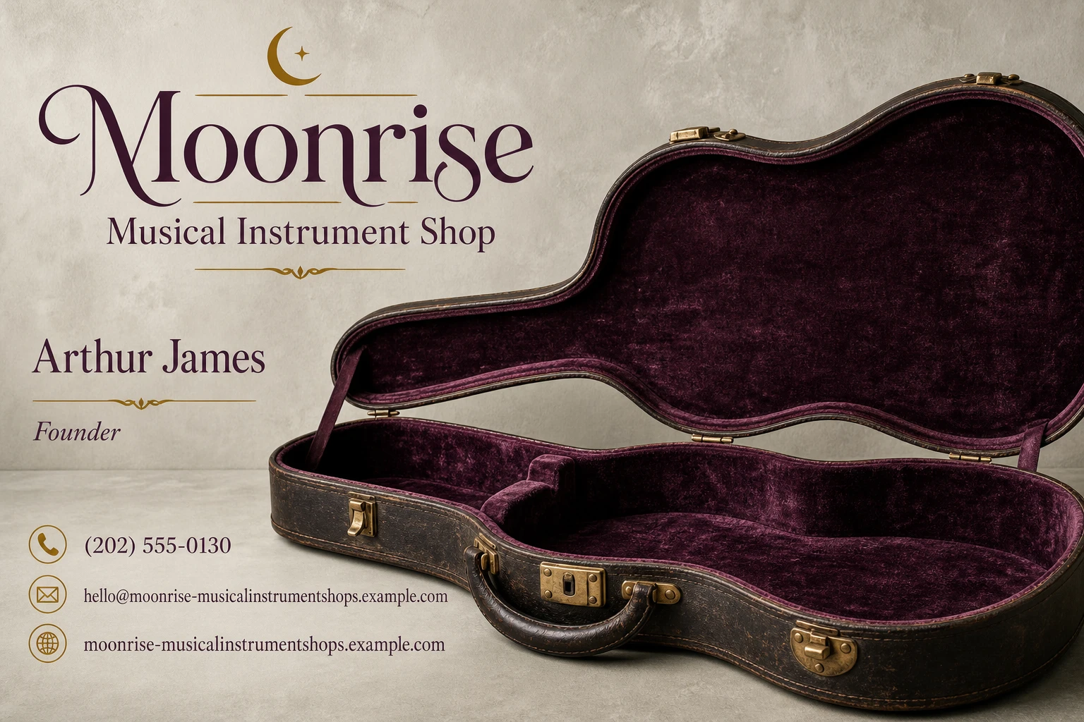 musical instrument shop business card template: promote instrument consultation
