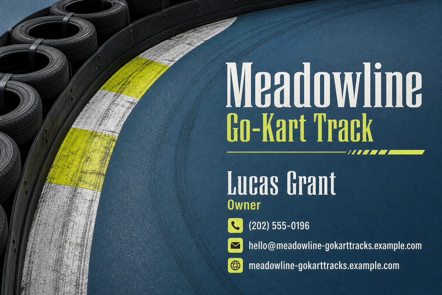 go-kart track business card template: promote group race booking