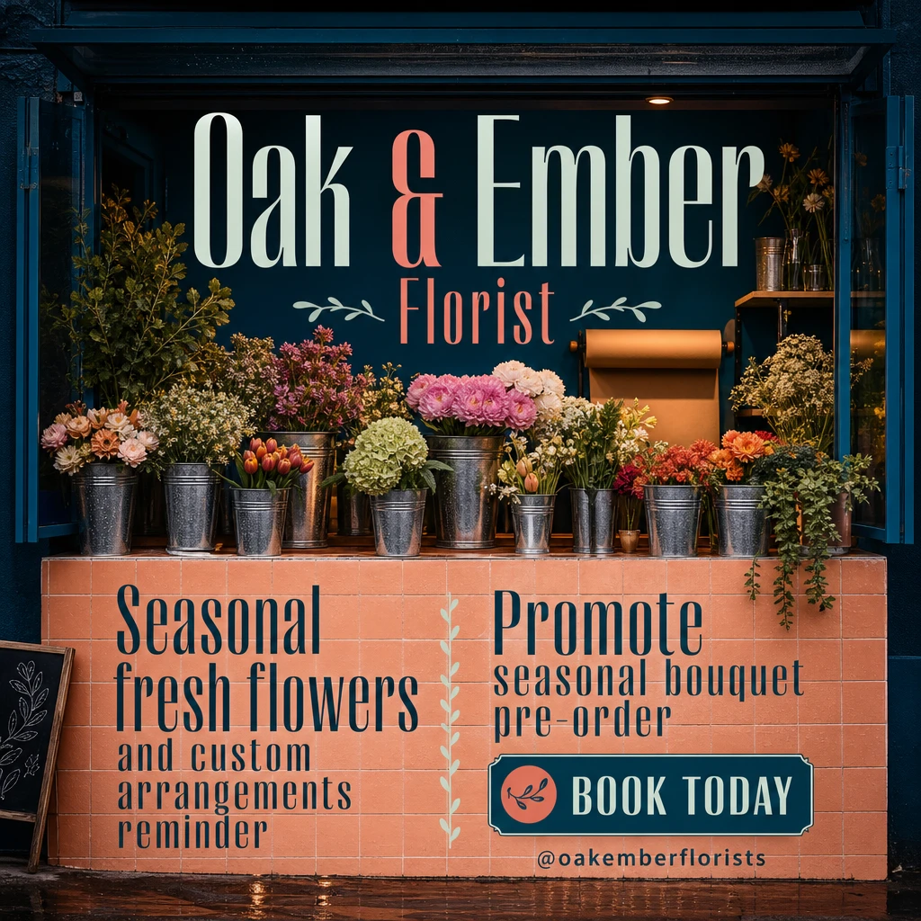 florist social post template: promote seasonal bouquet pre-order
