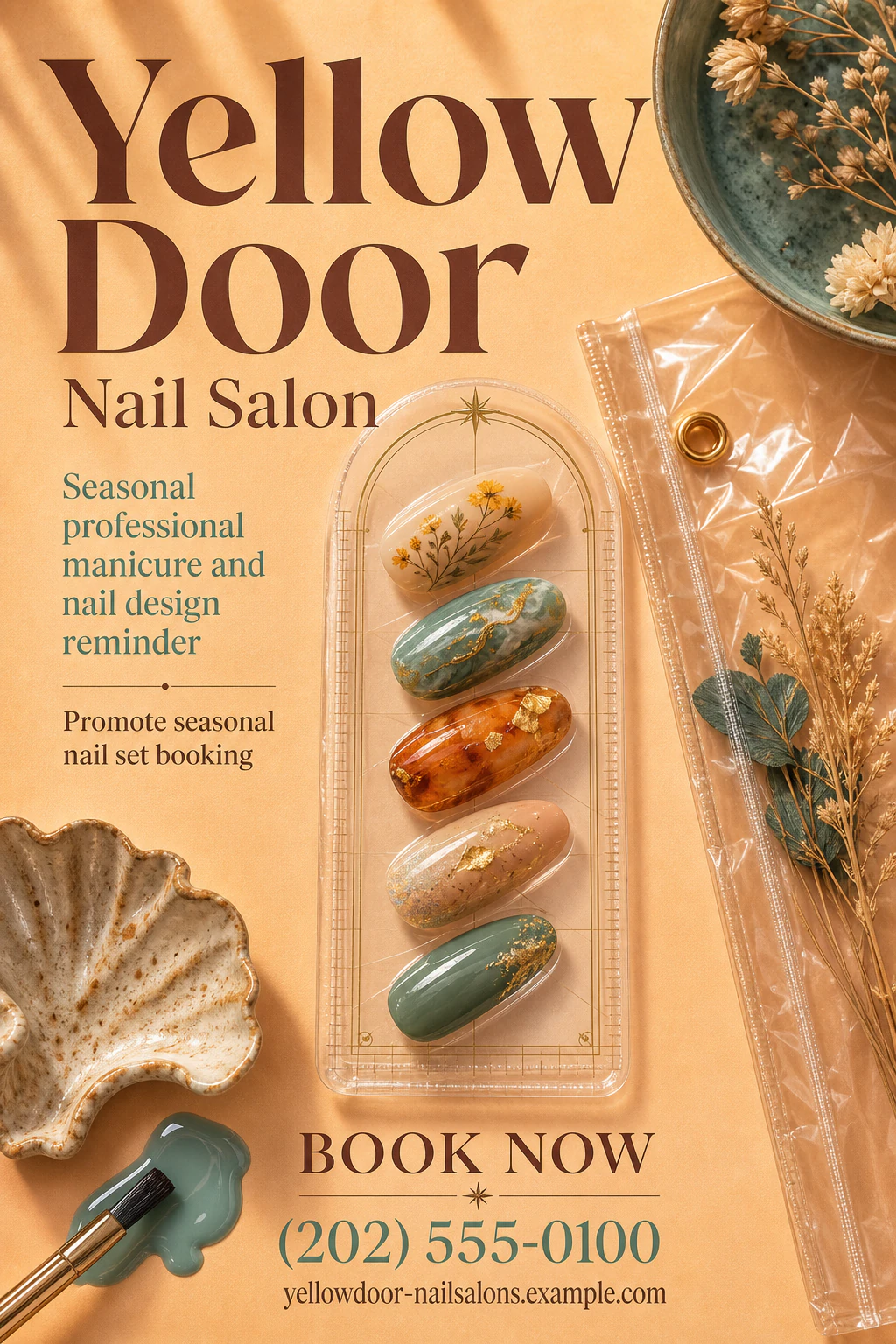 nail salon poster template: promote seasonal nail set booking