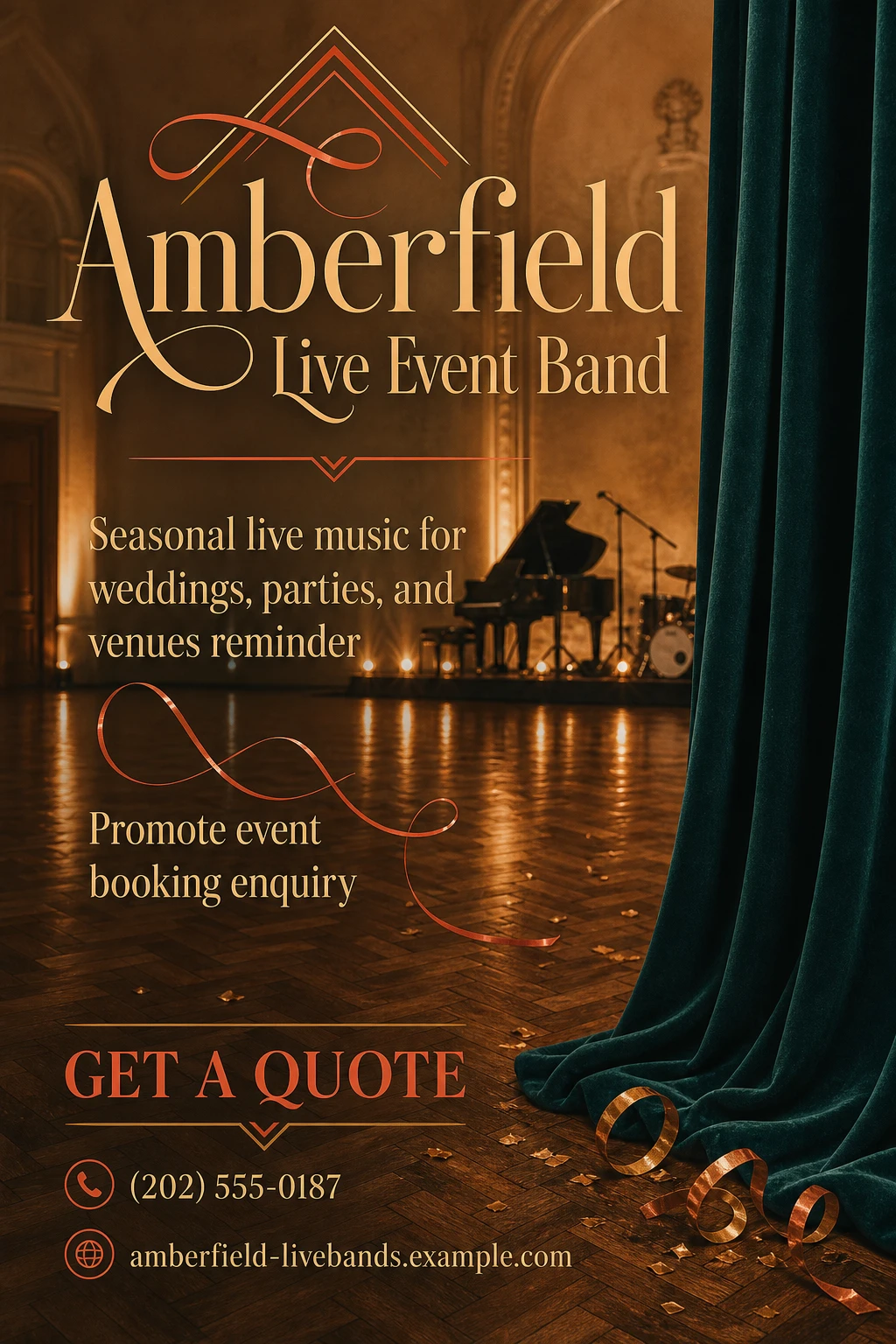 live event band flyer template: promote event booking enquiry