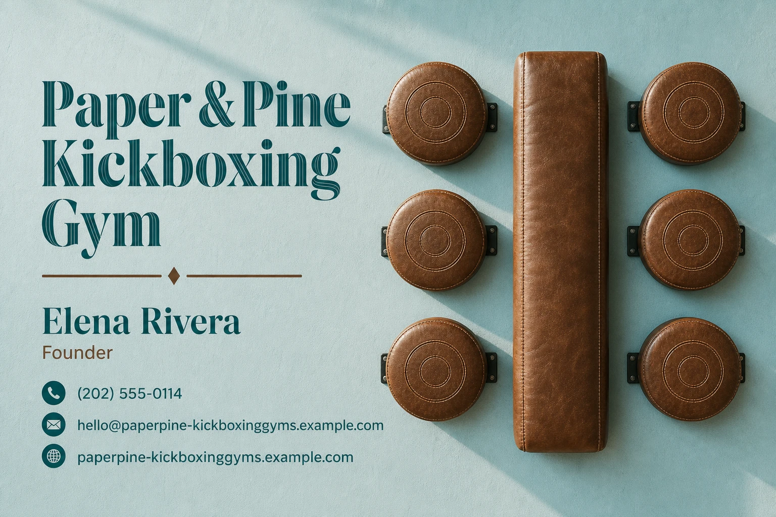 kickboxing gym business card template: promote trial kickboxing class